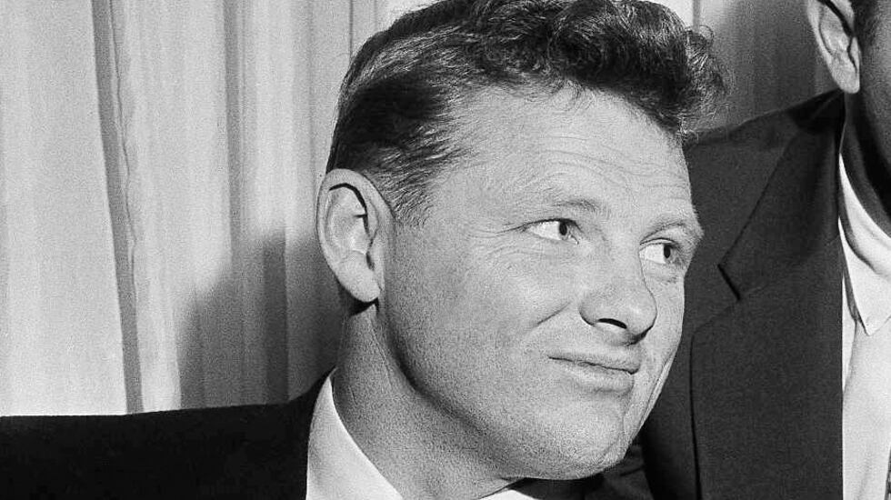 FILE - Billy Howton of the Green Bay Packers in Philadelphia, on Jan. 27, 1958, after a...