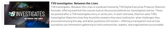 TV6 Investigates: Between the Lines