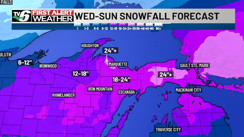Series of snowstorms to cross Upper Michigan this week as spring-like streak finally freezes...