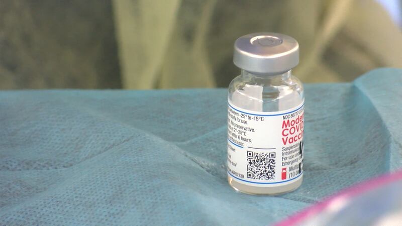 A bottle of Moderna's COVID-19 vaccine.