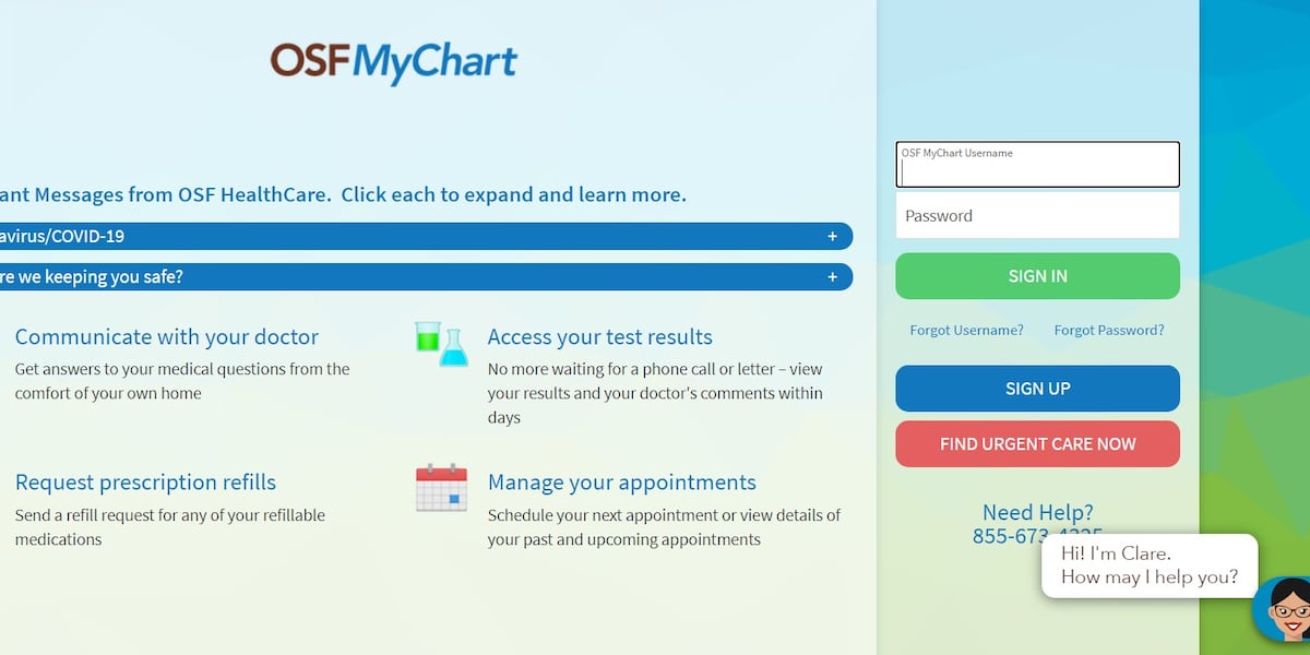 OSF Hospital online mammography selfscheduling