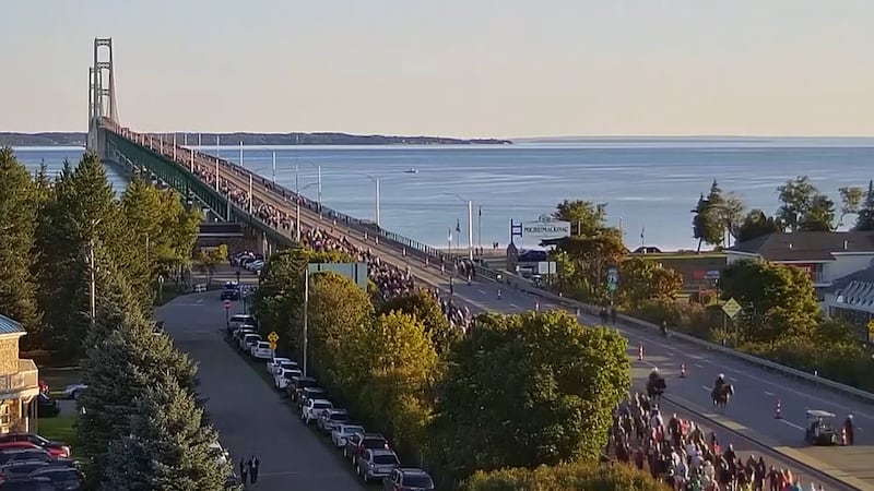 About 33,000 people walked across the Mackinac Bridge for the Labor Day tradition.