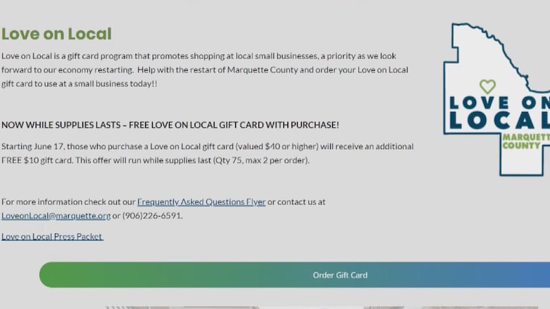 Those who purchase a gift card through the Love on Local website worth $40 or more will...