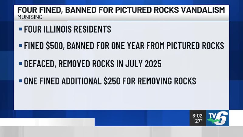 People caught defacing Pictured Rocks National Lakeshore fined, banished for one year