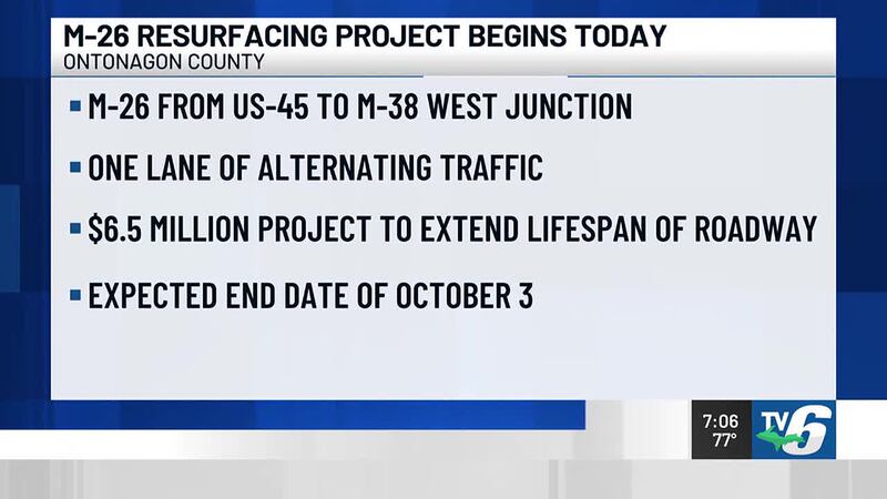 MDOT will begin resurfacing roads today in Ontonagon County. The resurfacing will continue...