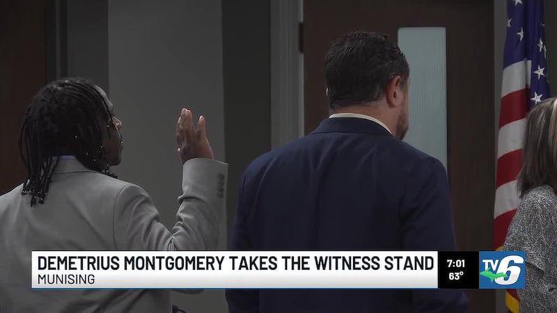 Demetrius Montgomery spoke in front of a jury on Wednesday in Munising.