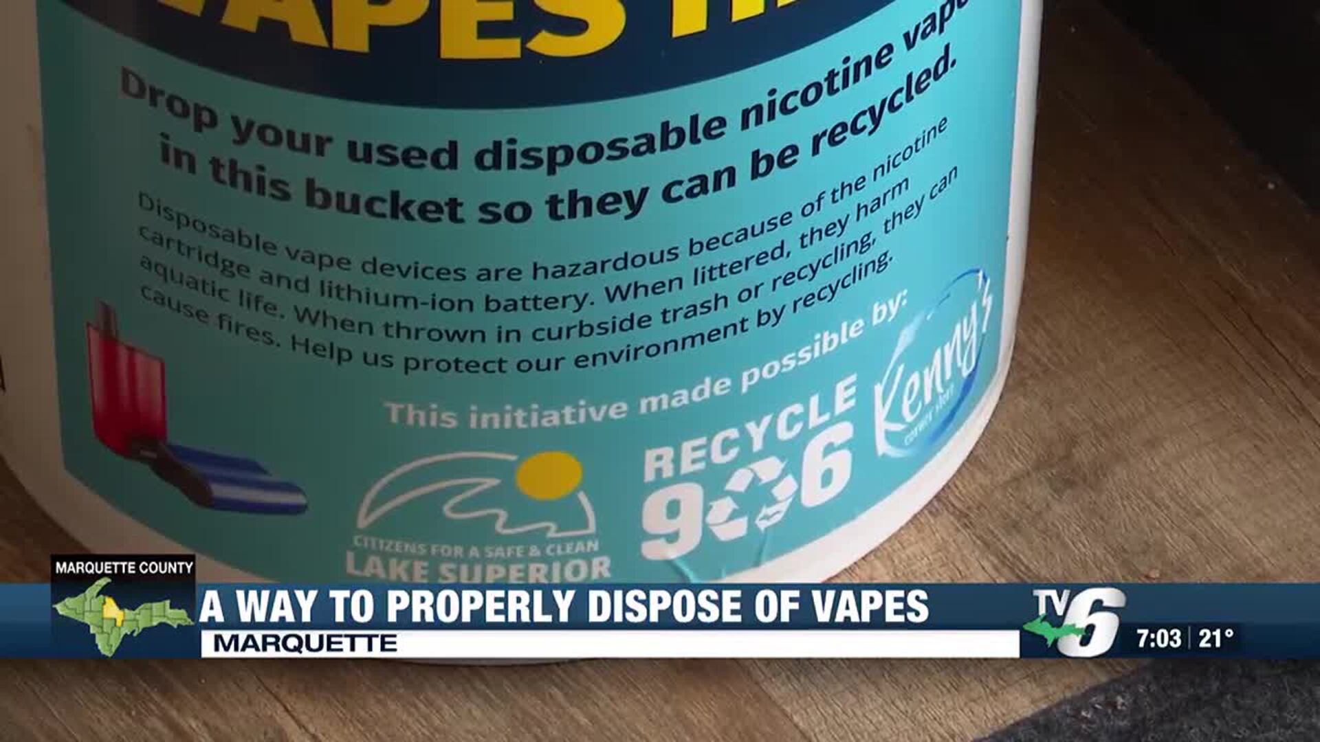 Vape disposal drop box available at Kennys Corner Store in Marquette Vape disposal drop box available at Kennys Corner Store in Marquette